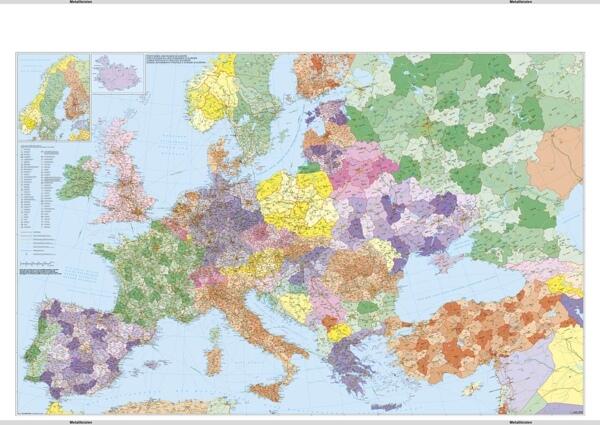 Карта настенная «Европа» по квадратам и дорожная сеть