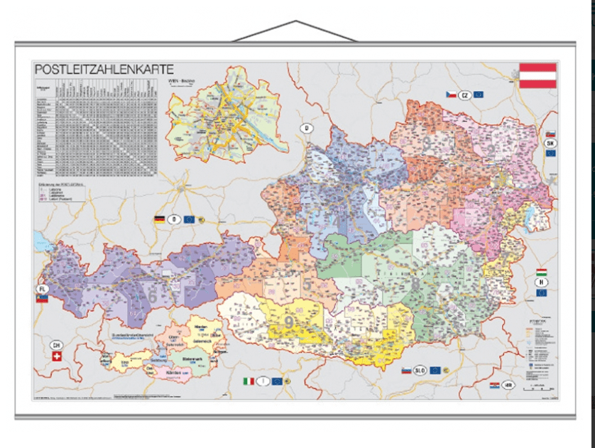 Карта настенная «Австрия» по квадратам
