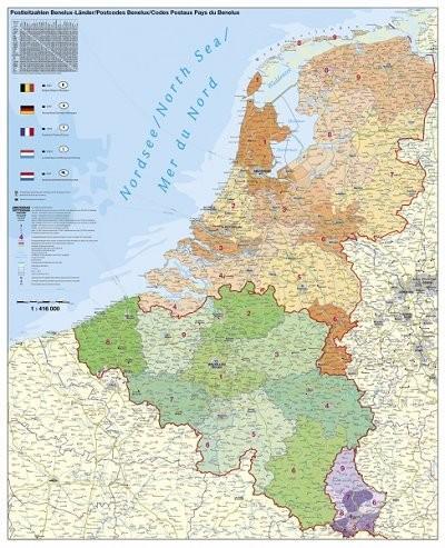 Карта настенная BENELUX (Бельгия, Нидерланды, Люксембург) по квадратам