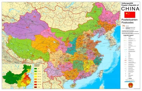 Карта настенная «Китай» по квадратам